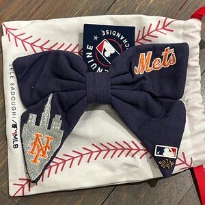 Lele Sadoughi Sold Out Mets Navy Bow Tie